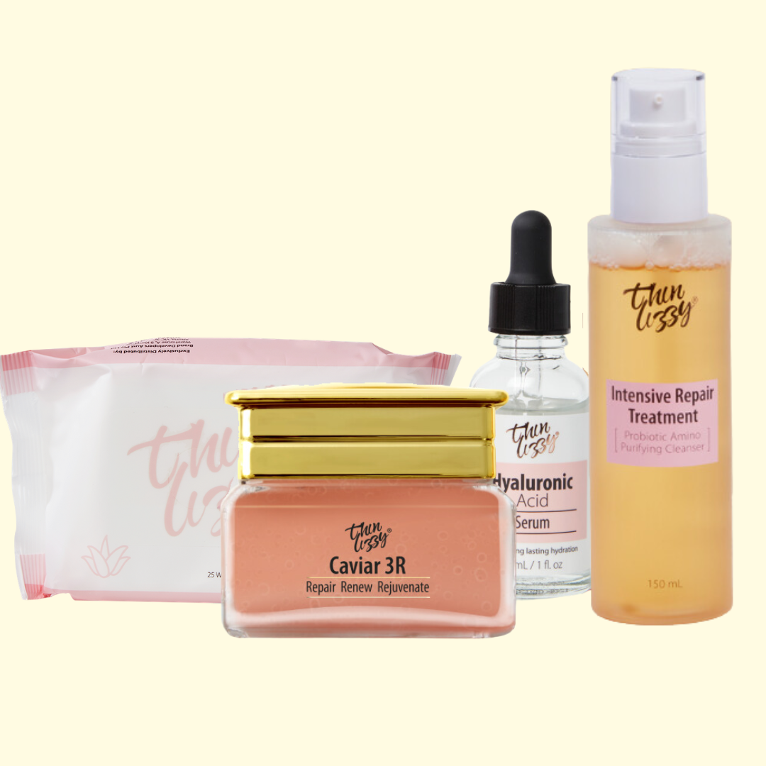 Ultimate Skin Repair Bundle(Intensive Repair Treatment  + Hyaluronic acid serum + Caviar 3R + Free Makeup Wipes)