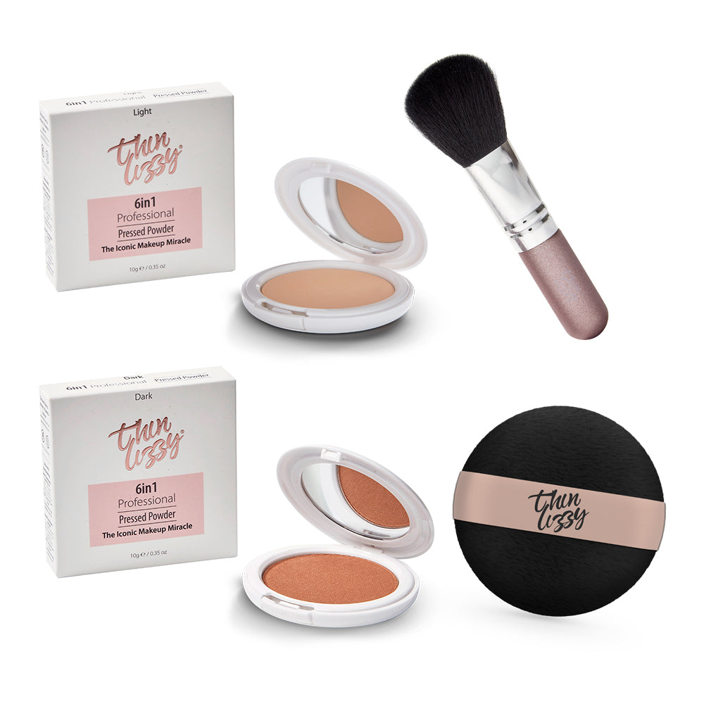6in1 Professional Face Powder Compact - Buy One Get One Free! + Free Flawless Fibre Brush & Powder Puff